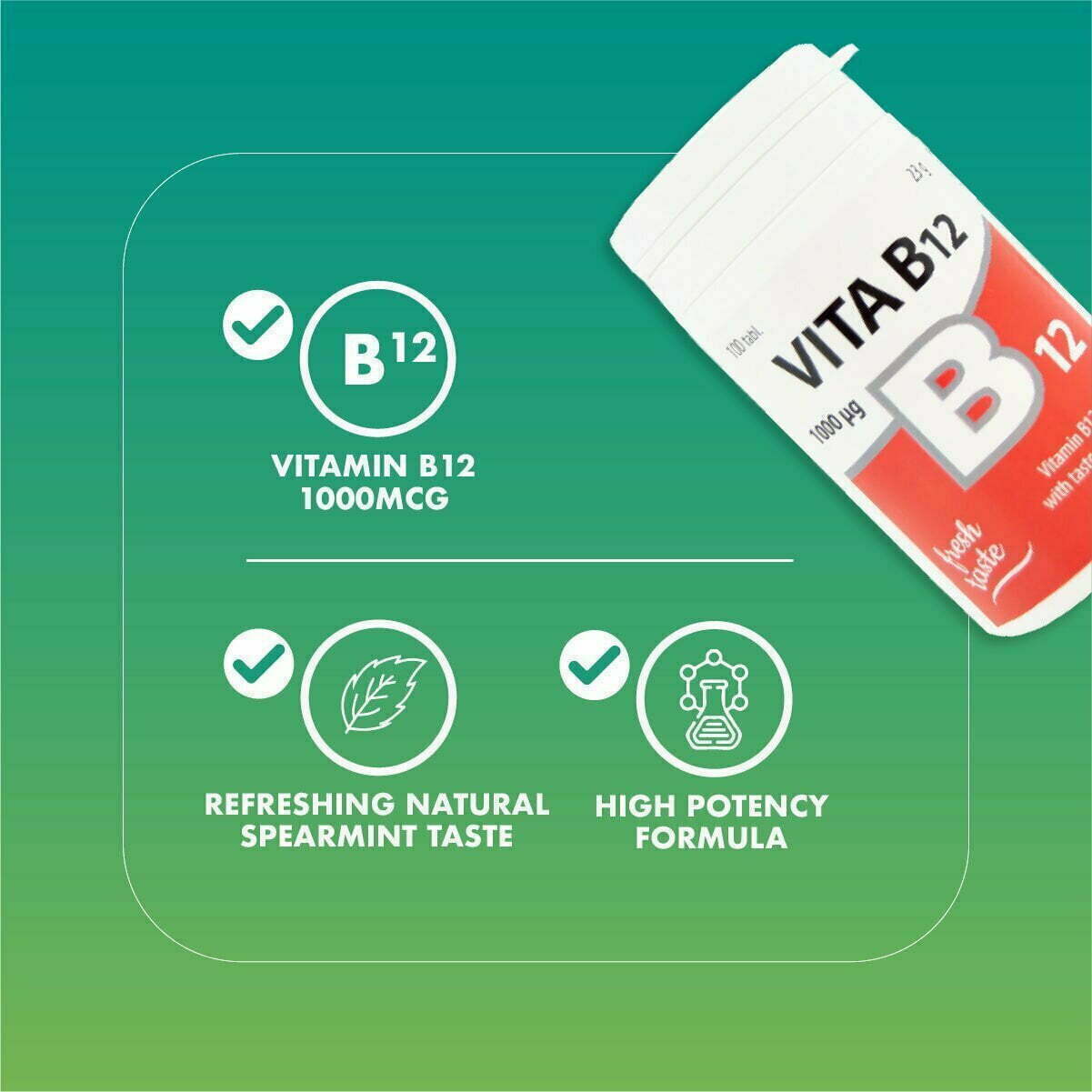 Vitabalans Vita B12 1000 Mcg Lozenges X 100 Tablets | LaLaBix